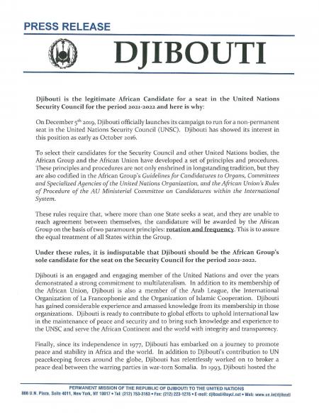On December 5th 2019, Djibouti officially launches its campaign to run